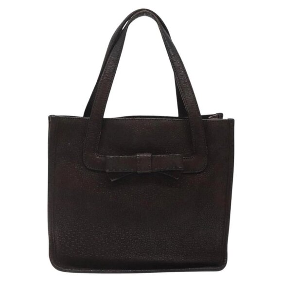 PRADA Hand Bag Leather Brown Silver Auth - Picture 6 of 16